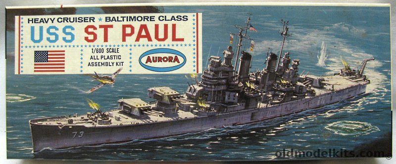 Aurora 1/600 USS St. Paul CA68 - CA-71 USS Quincy / CA-72 USS Pittsburg / CA-74 USS Columbus / CA-75 USS Helena / CA-130 USS Bremerton / CA-131 USS Fall River / CA-132 USS Bremerton / CA-133 USS Toledo / CA-135 USS Los Angeles / CA-136 USS Chicago, 703-130 plastic model kit